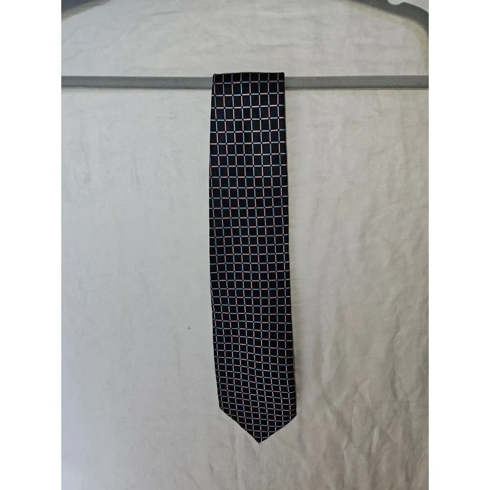 ERMENEGILDO ZEGNA Lot of 2 Ties 100% Silk Squares and Diamonds Duo